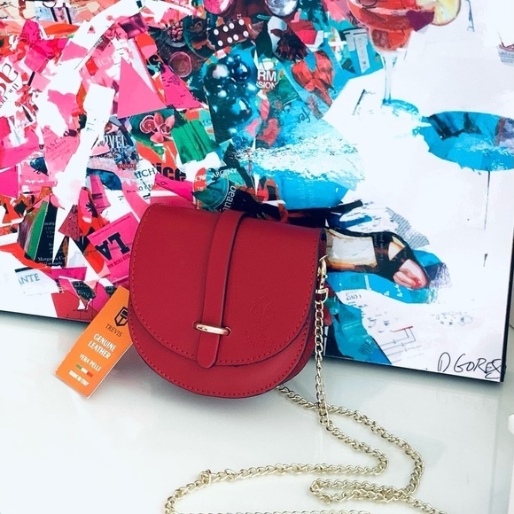 Vera Pelle Handbags - Vera Pelle Made in Italy Mini Chain Crossbody